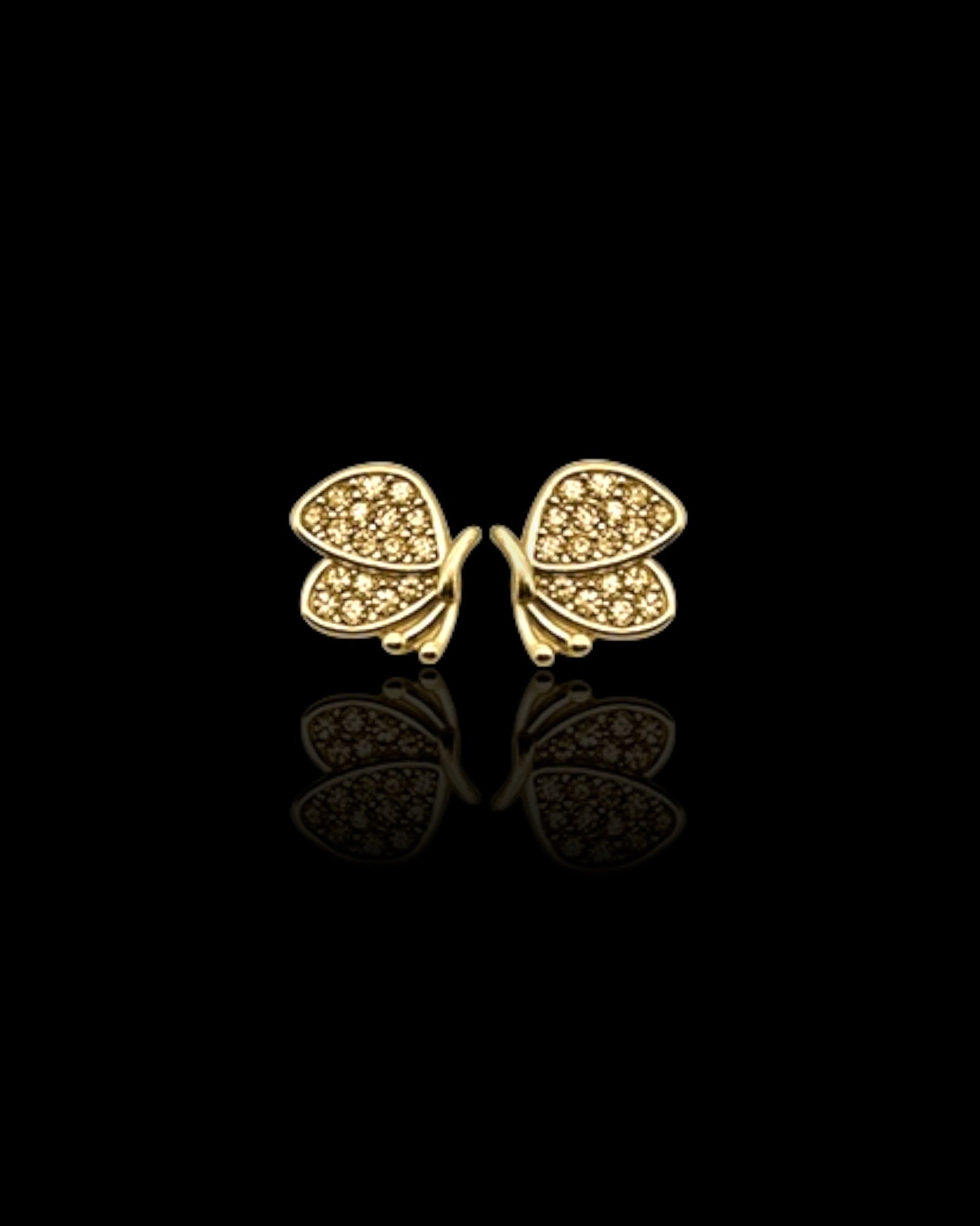 Side butterfly 18k gold plated waterproof earrings