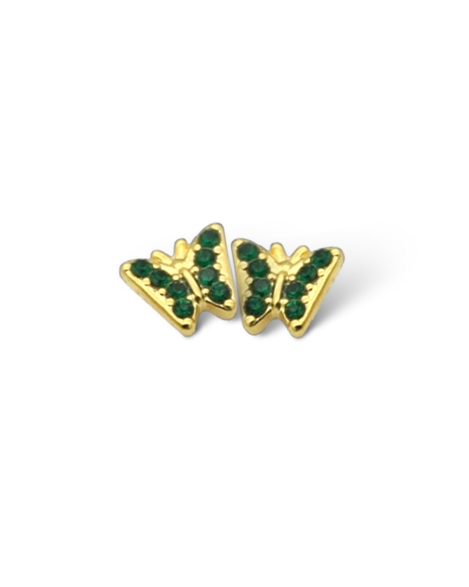 Green Zircon butterfly 18k gold plated waterproof earrings