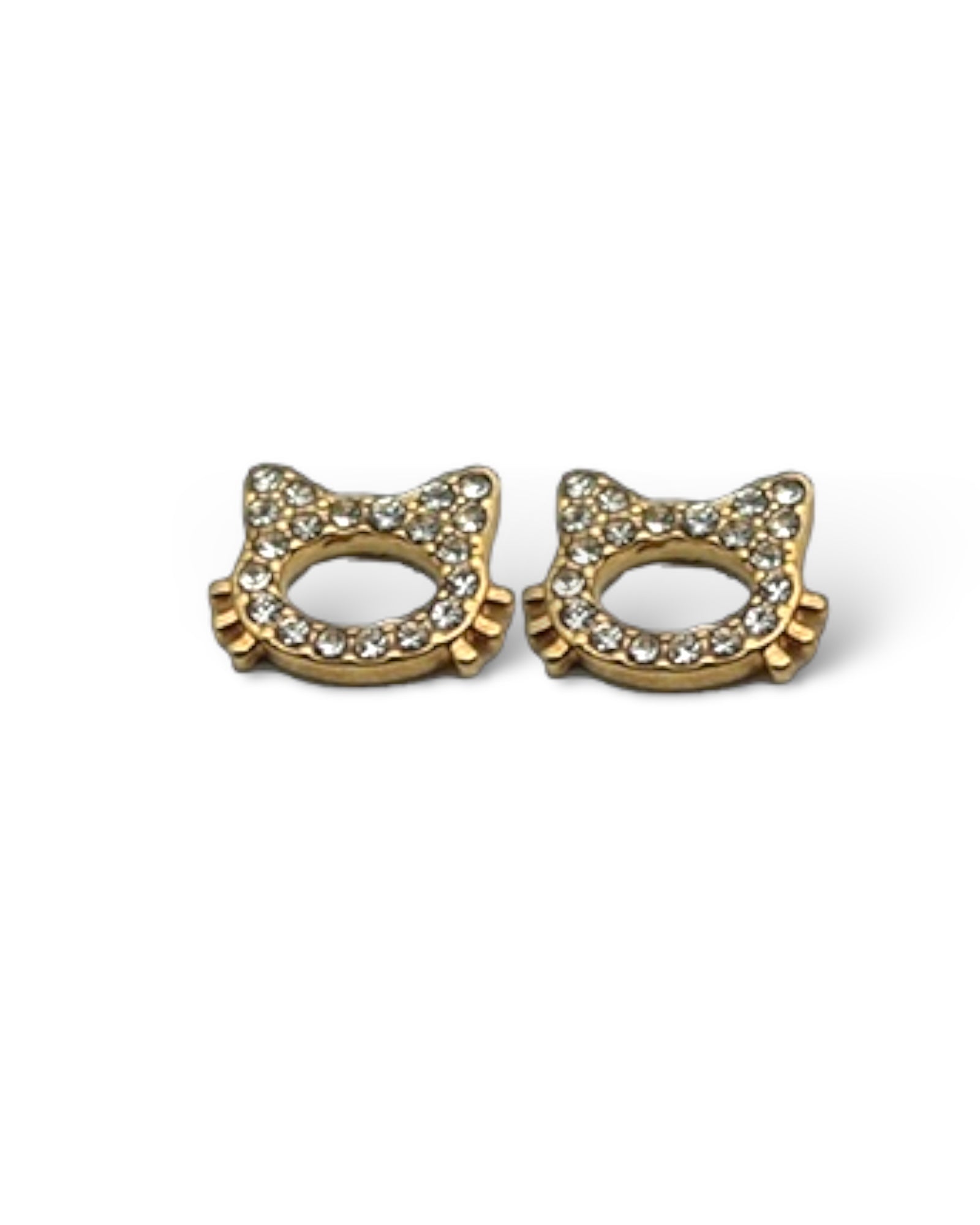 18k gold plated zircon catty waterproof earrings