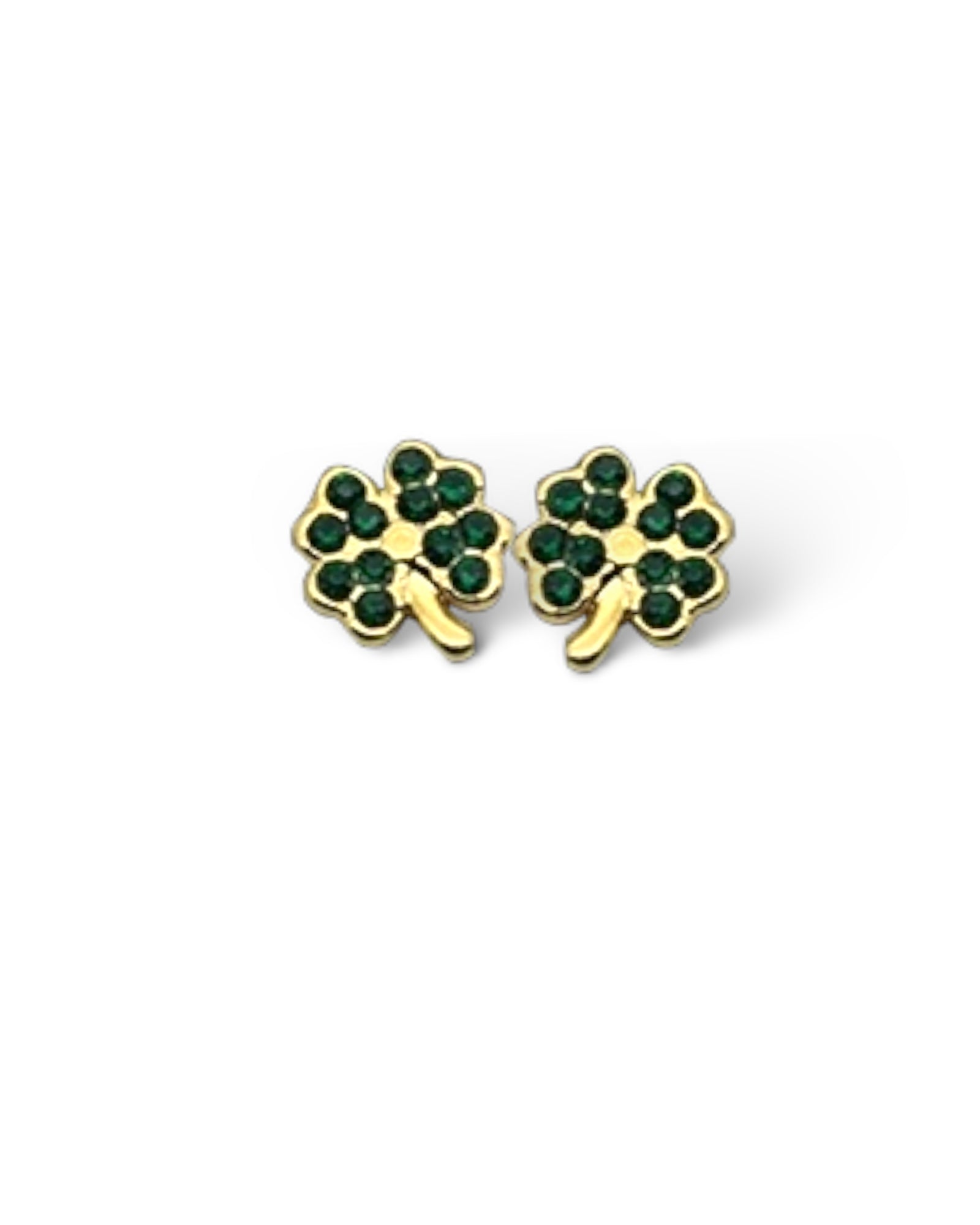 Green zircon flower 18k gold plated waterproof earrings