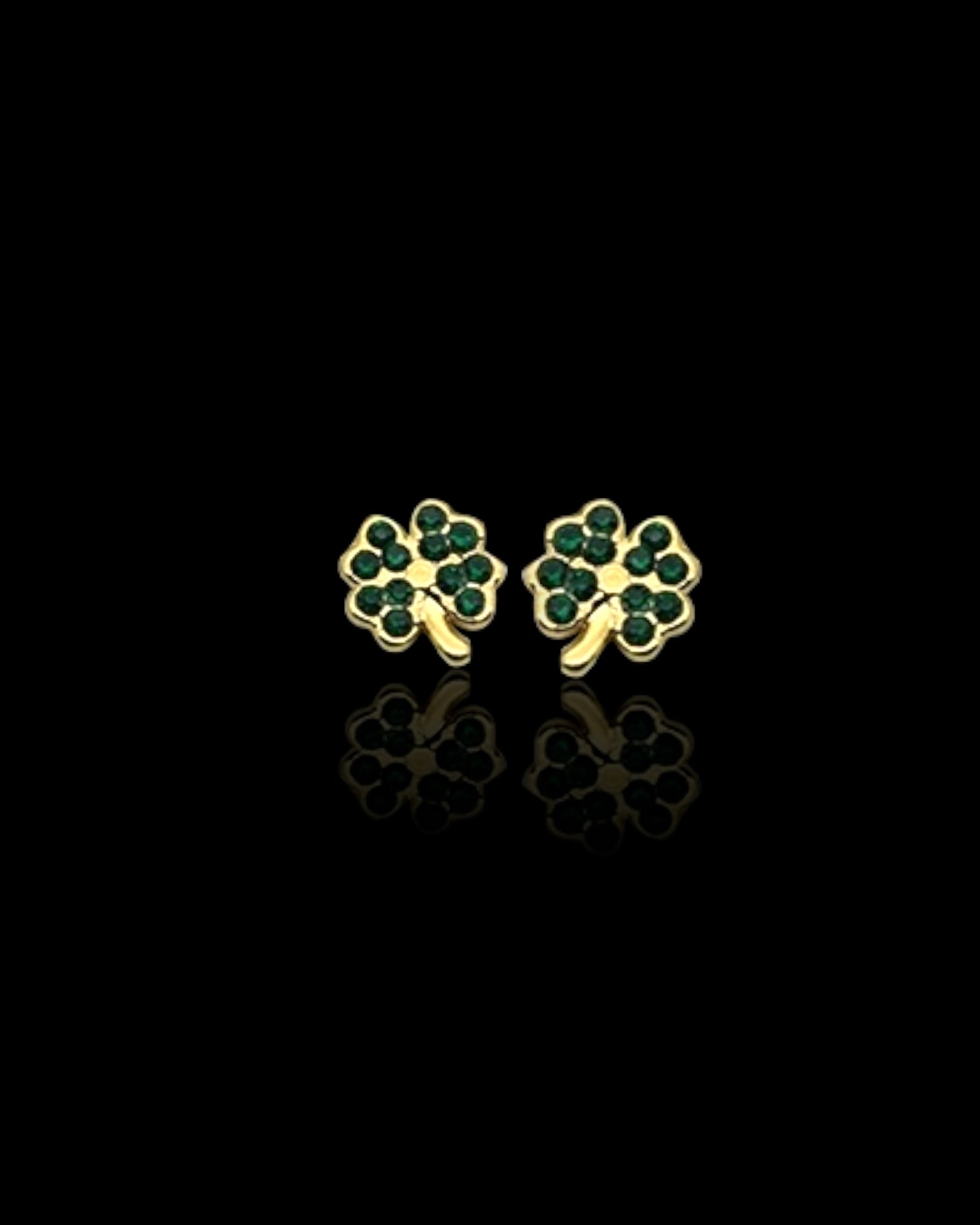 Green zircon flower 18k gold plated waterproof earrings