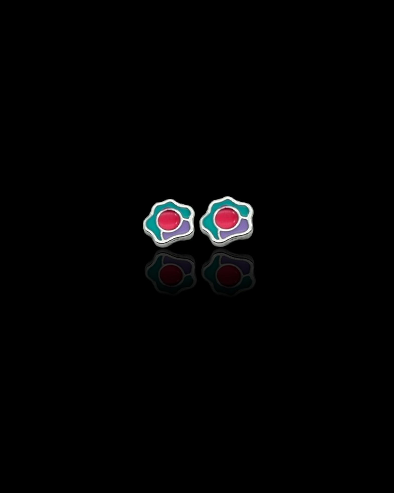 Green & red mini enamel flower Rose gold plated waterproof earrings