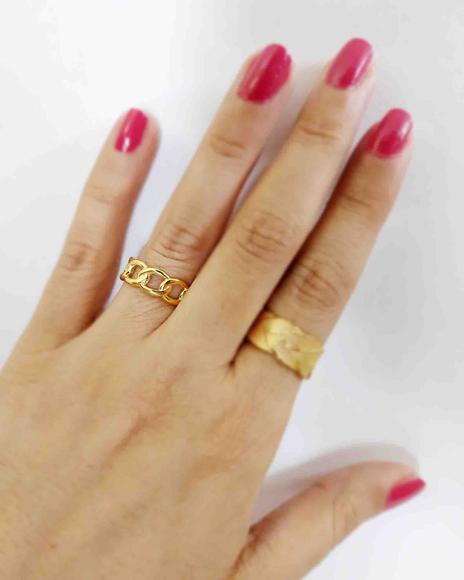 18K Gold Plated Full Chain ring