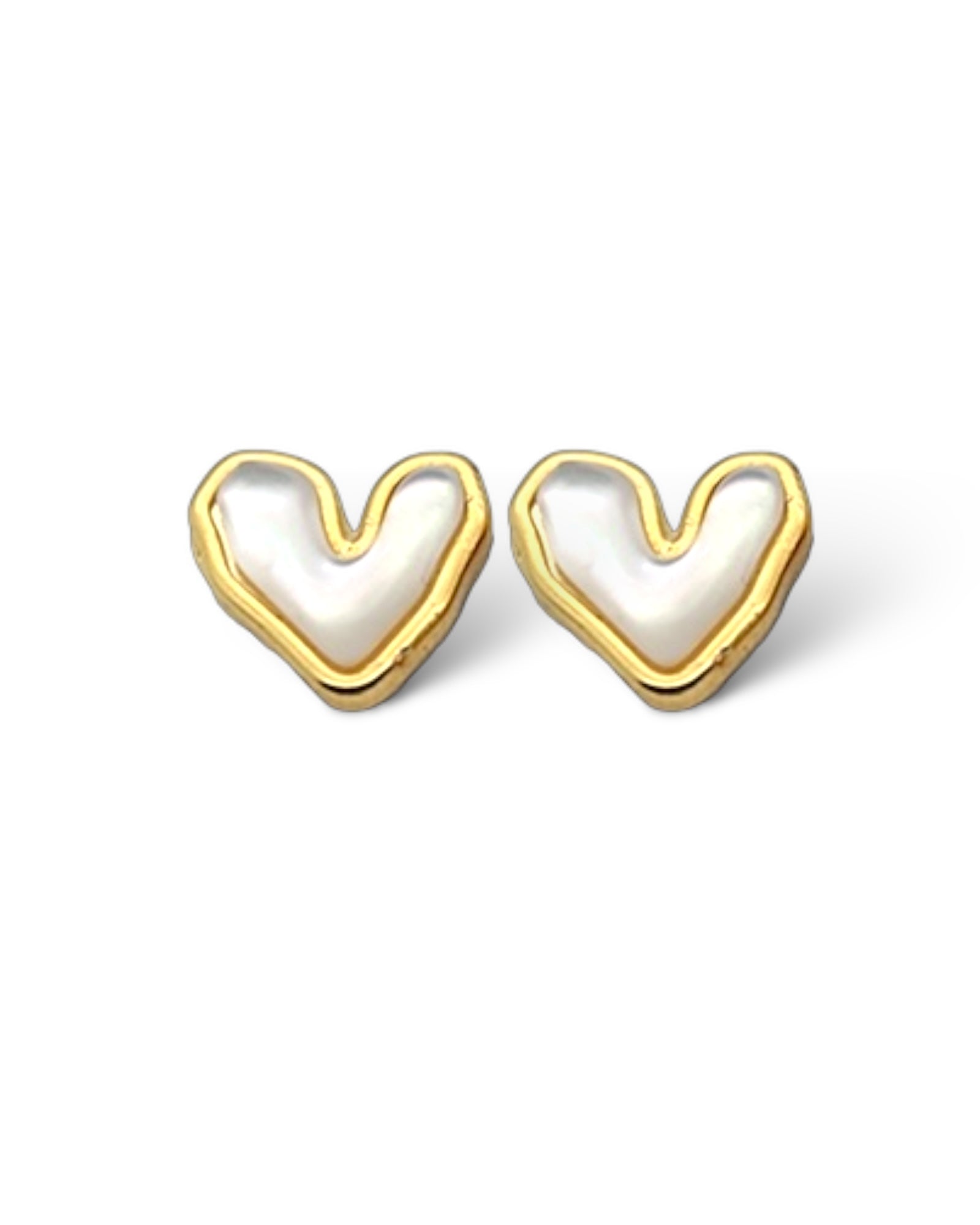 Big heart White Hollographic 18k gold plated waterproof earrings