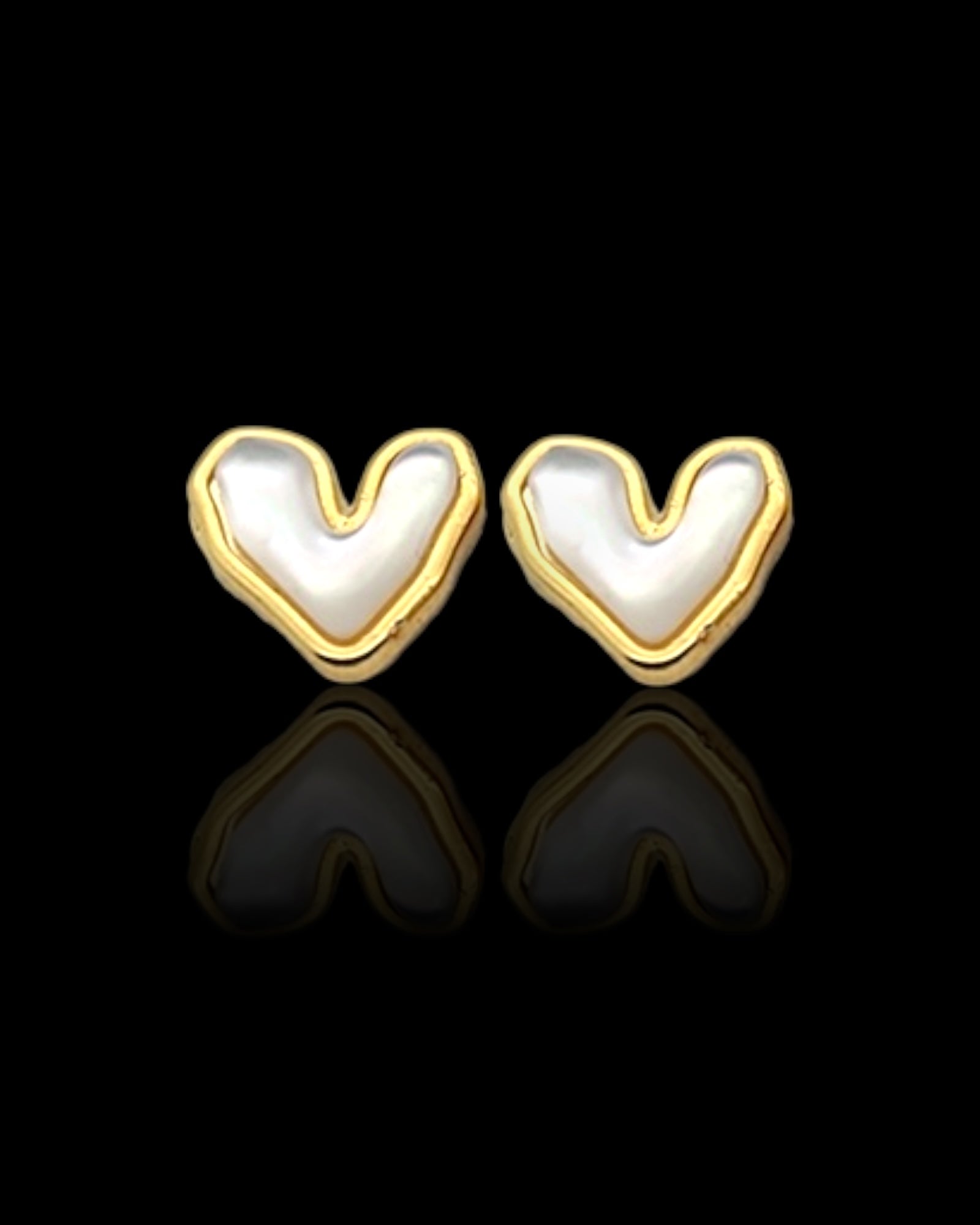 Big heart White Hollographic 18k gold plated waterproof earrings