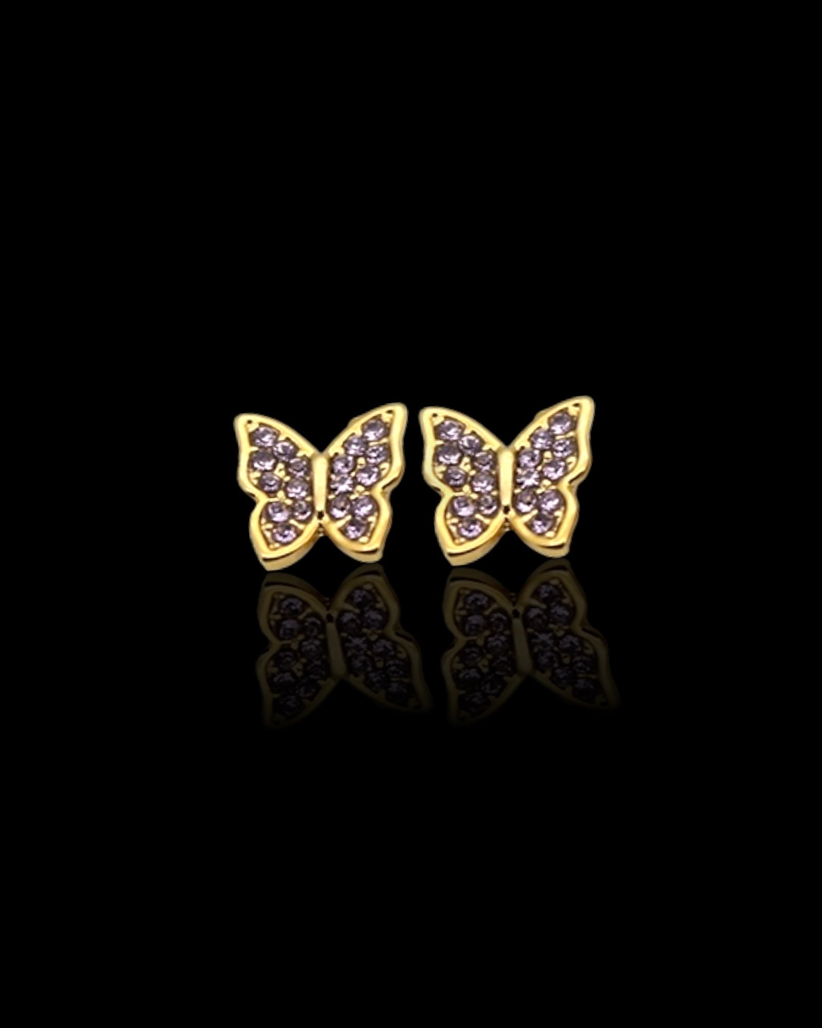 Pink zircon butterfly 18k gold plated waterproof earrings