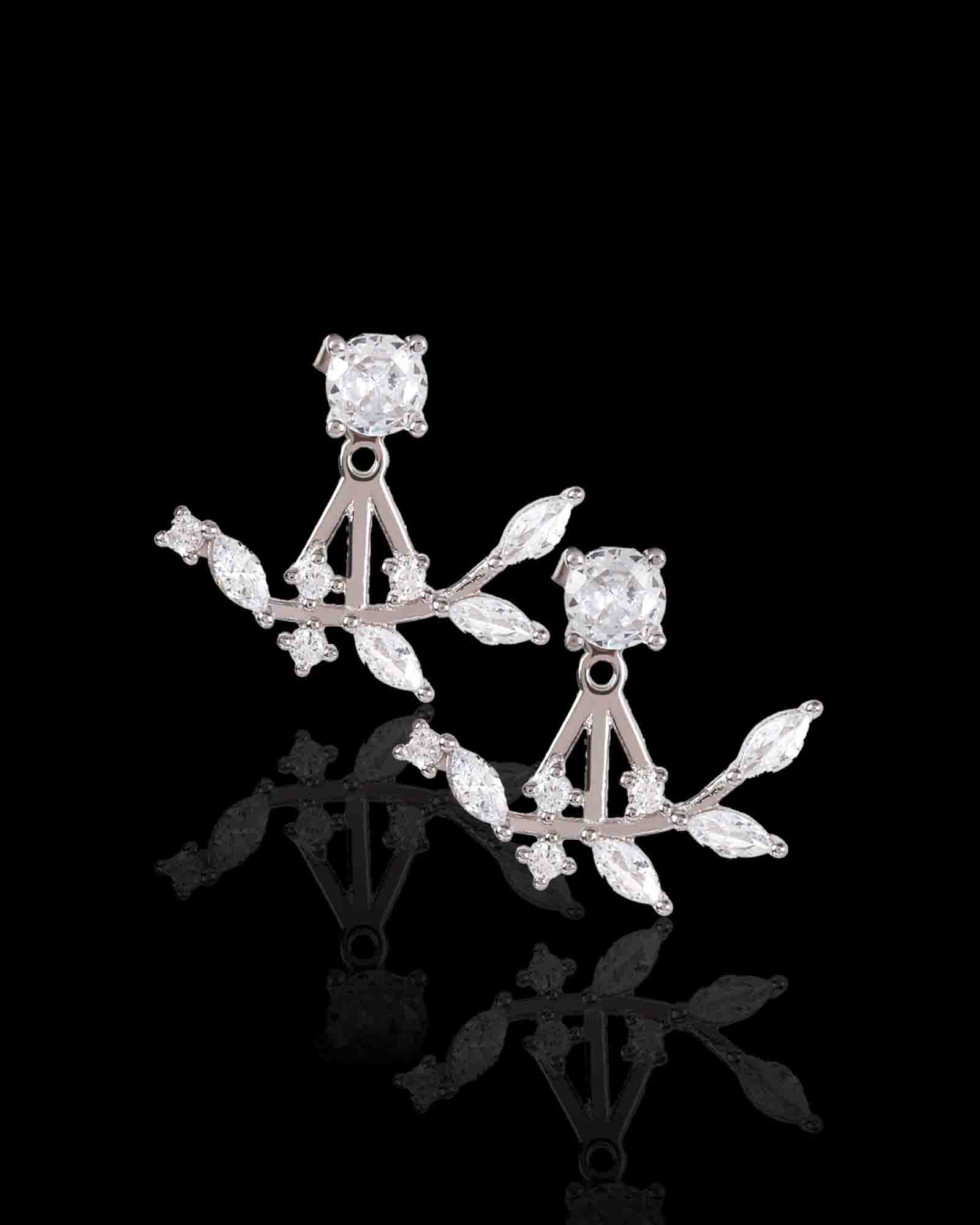 2 in 1 leafy affair sterling silver earring set