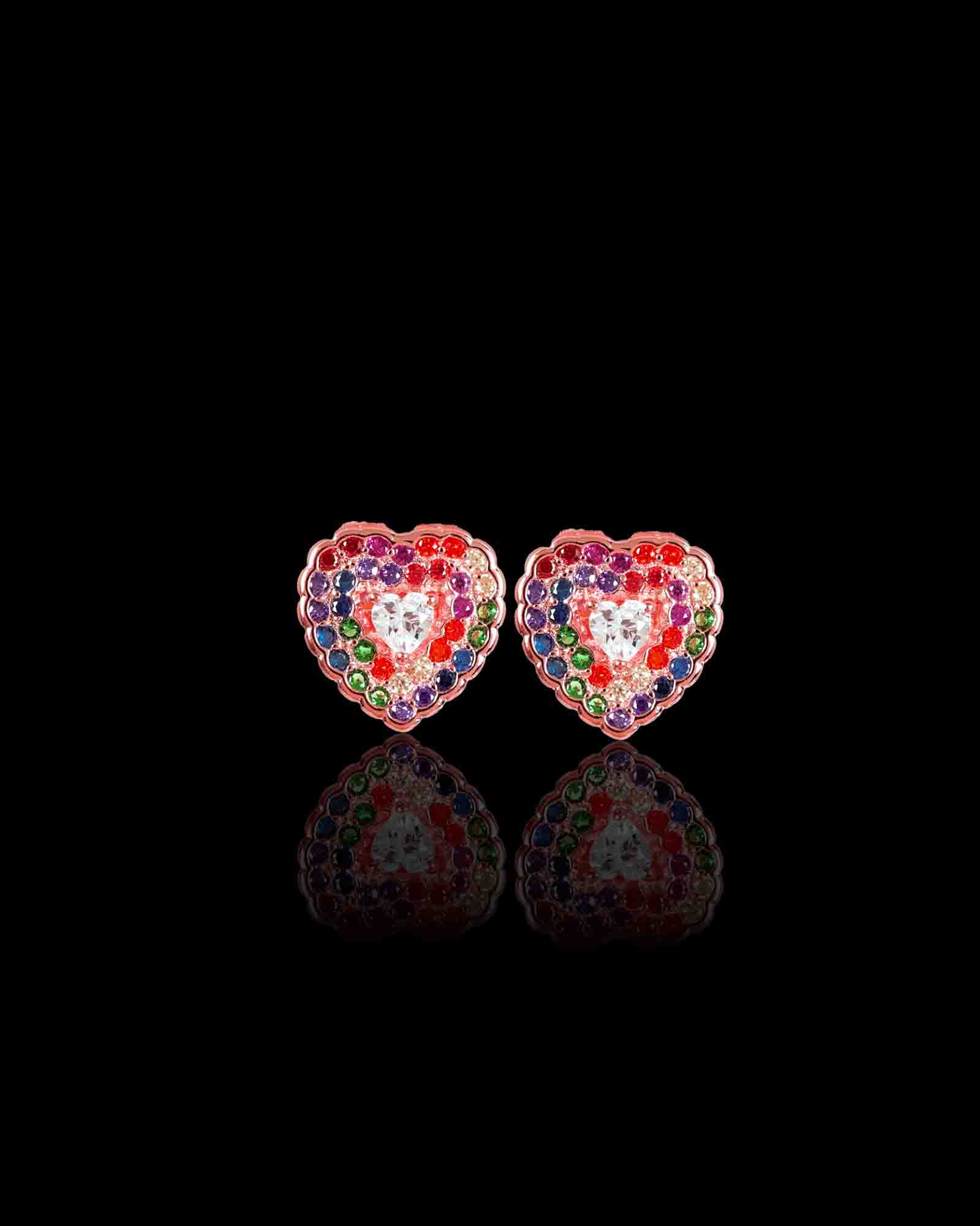 Colourful Heart earrings & pendant set