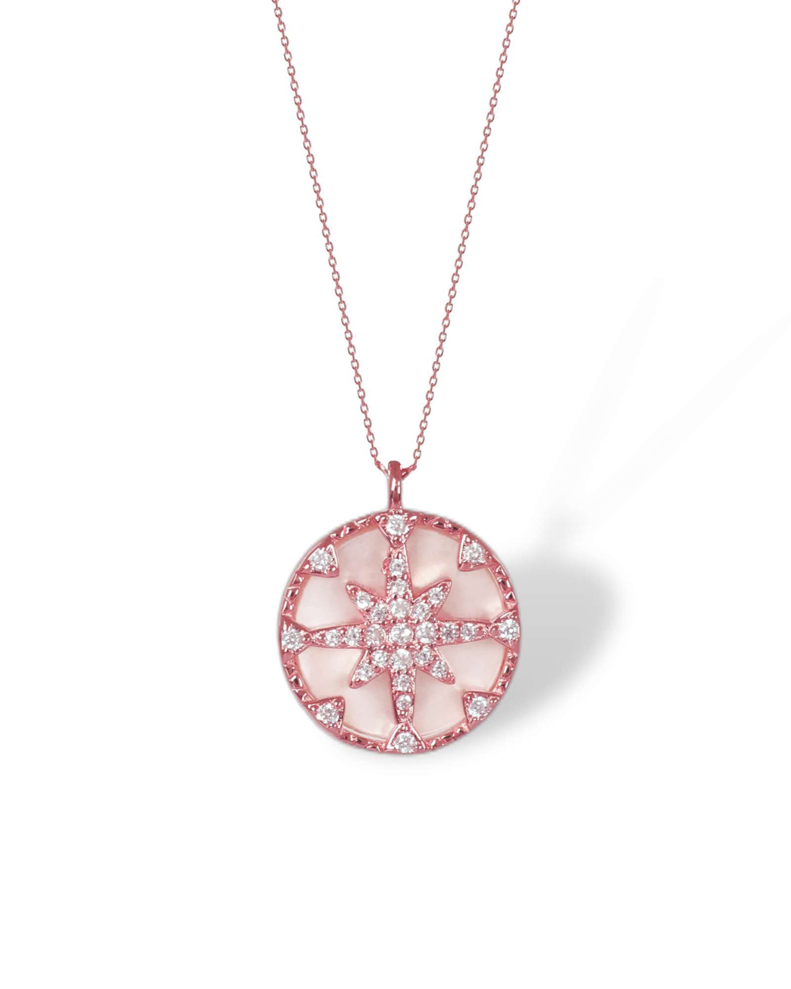 Starry Circle rose gold 925 silver pendant with chain