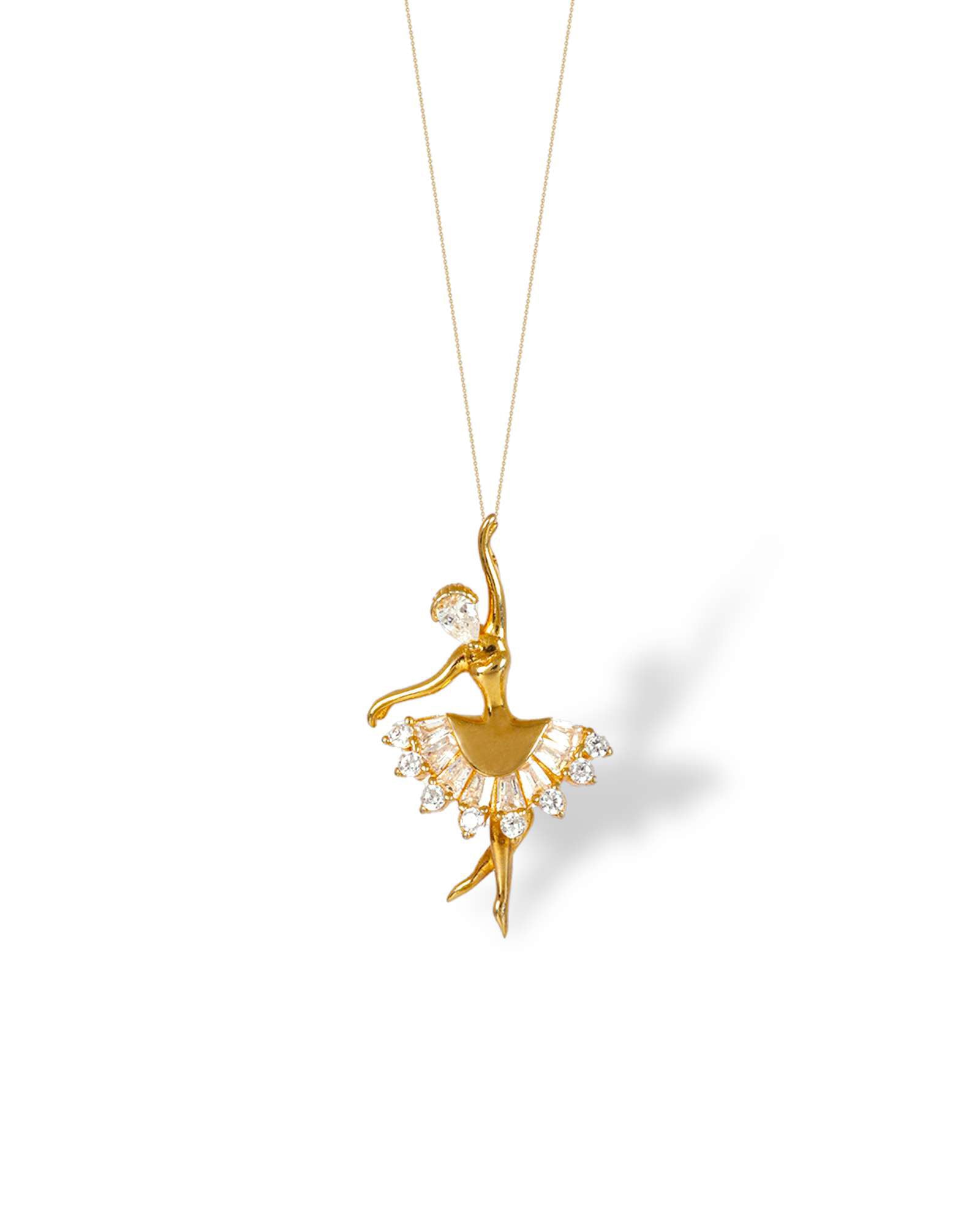 Gold plated Dancing diva 925 silver pendant with link chain