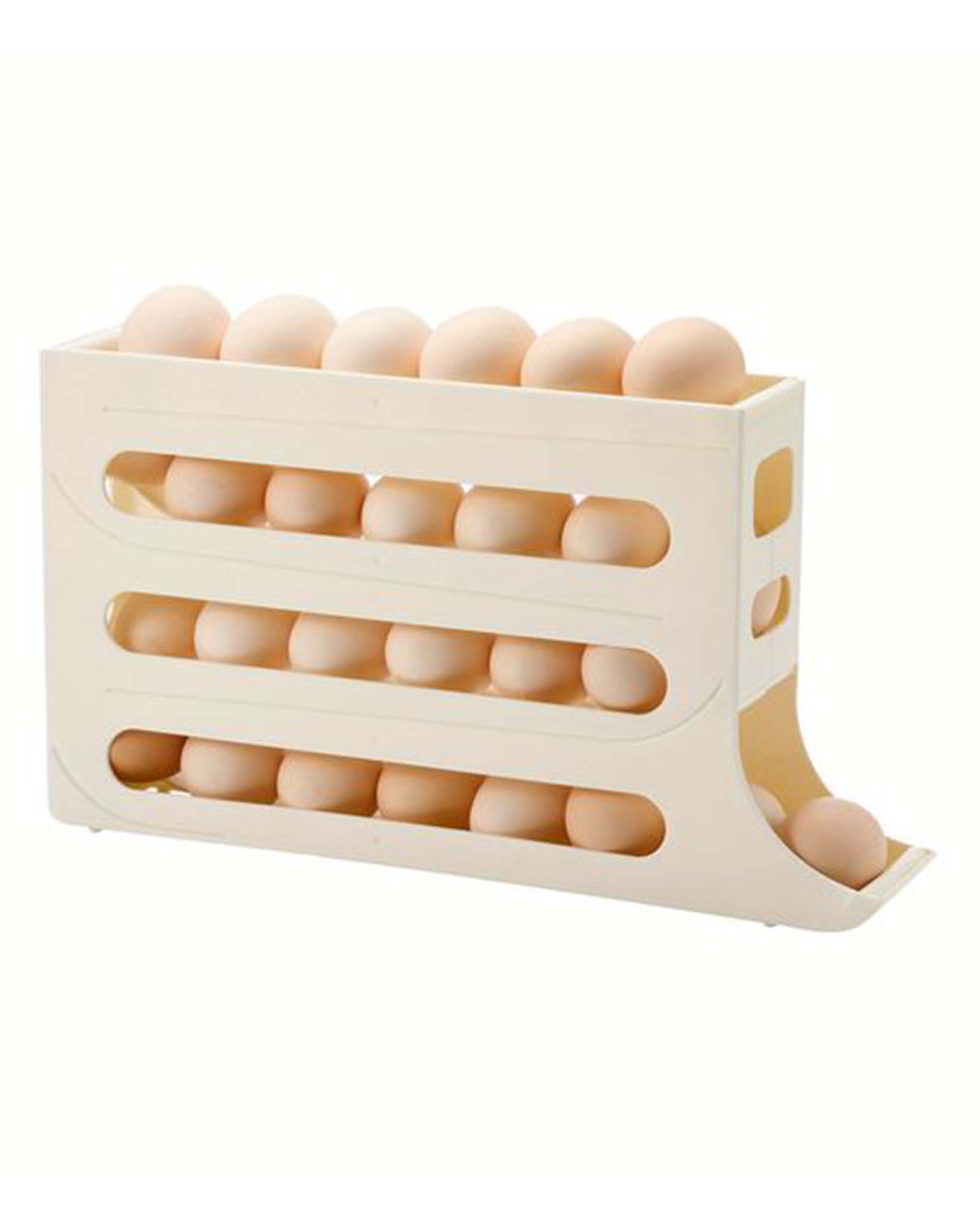 Egg Rolling Dispenser, Holds upto 30-32 Eggs, Space-Saving & Durable Storage Solution withGravity-Fed Design (Yellow)