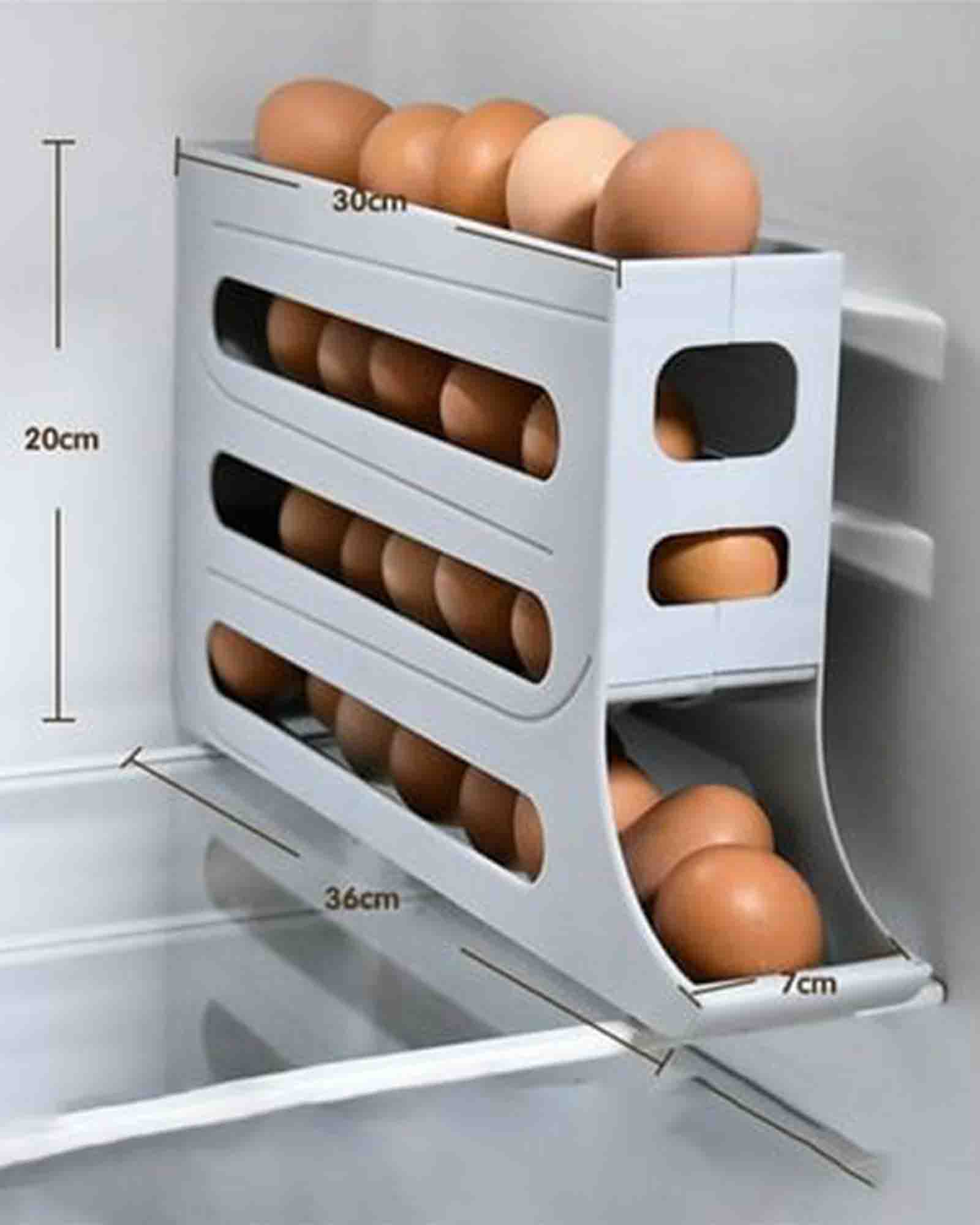 Egg Rolling Dispenser, Holds upto 30-32 Eggs, Space-Saving & Durable Storage Solution withGravity-Fed Design (Yellow)