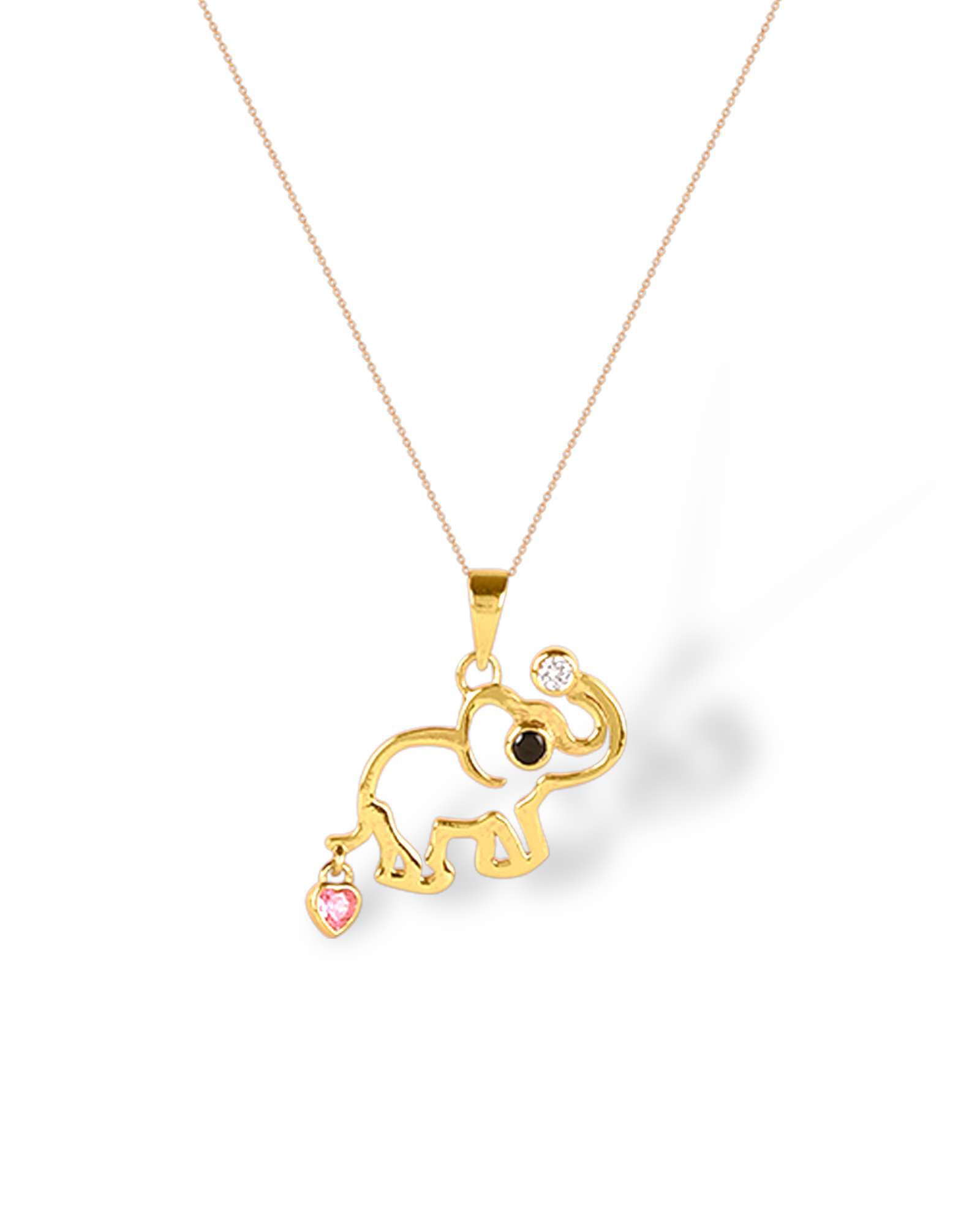 Gold plated Eli elephant 925 silver pendant with link chain