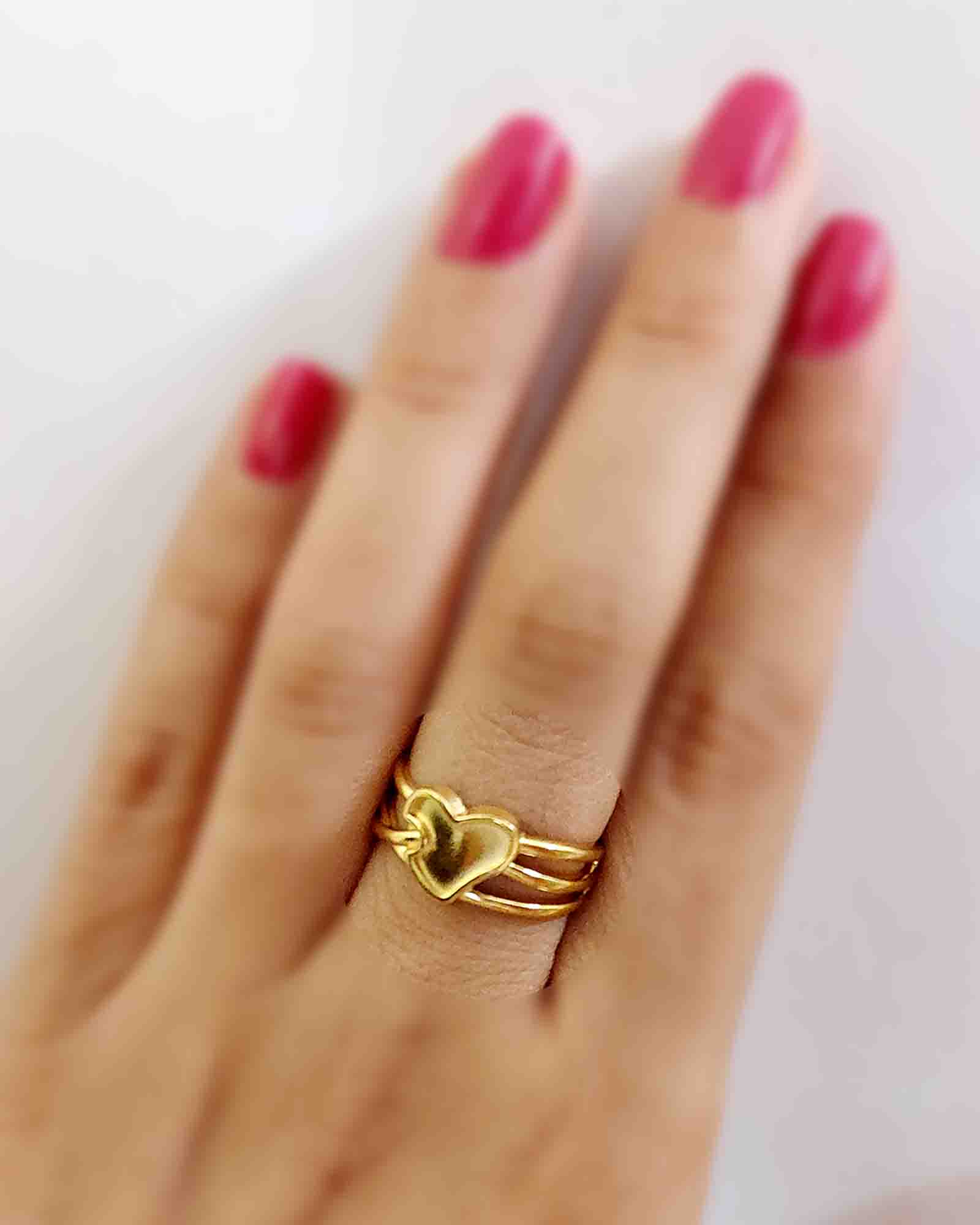 Heart & Lines 18K Gold Plated ring