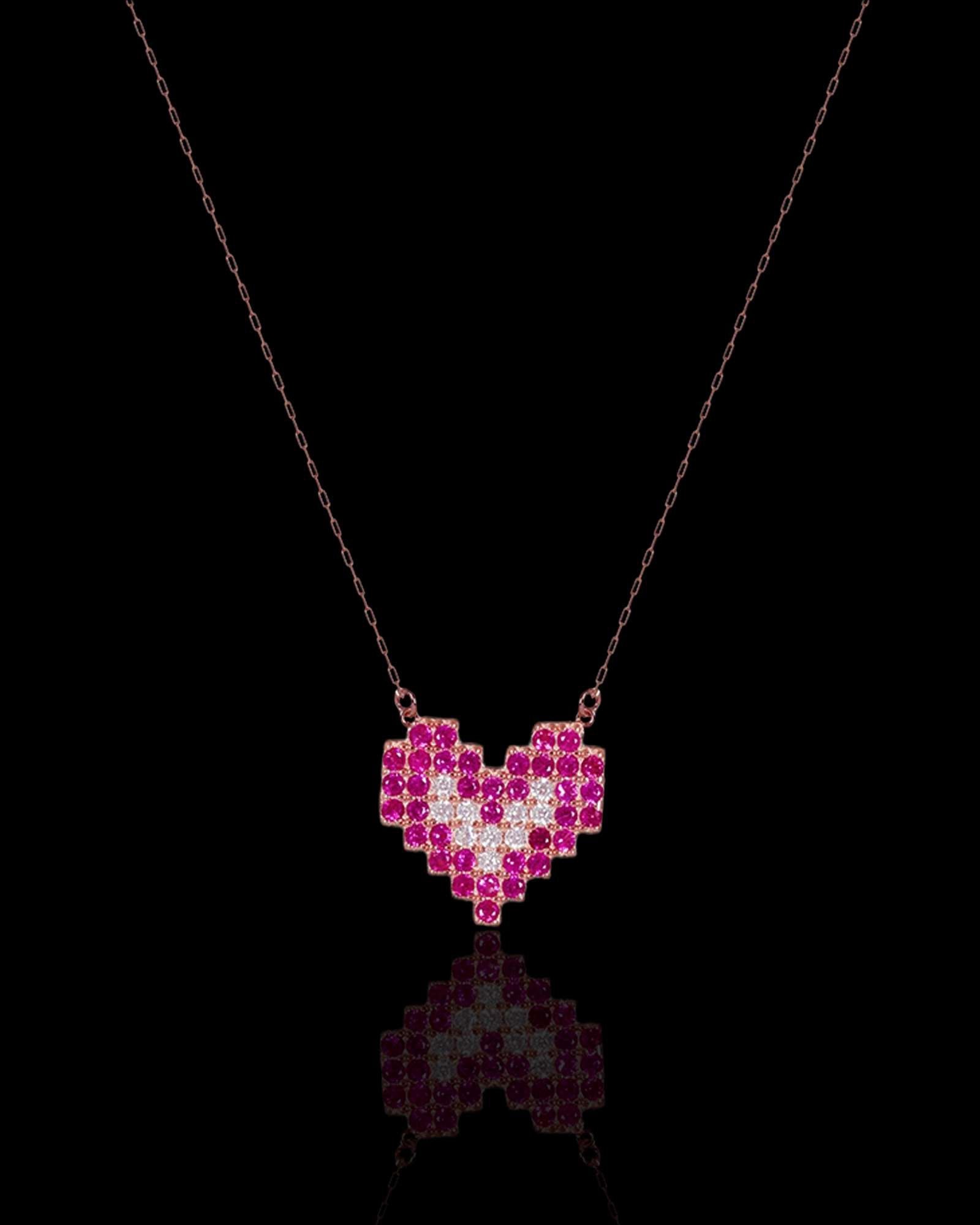 Hearts pure rose gold silver pendant necklace