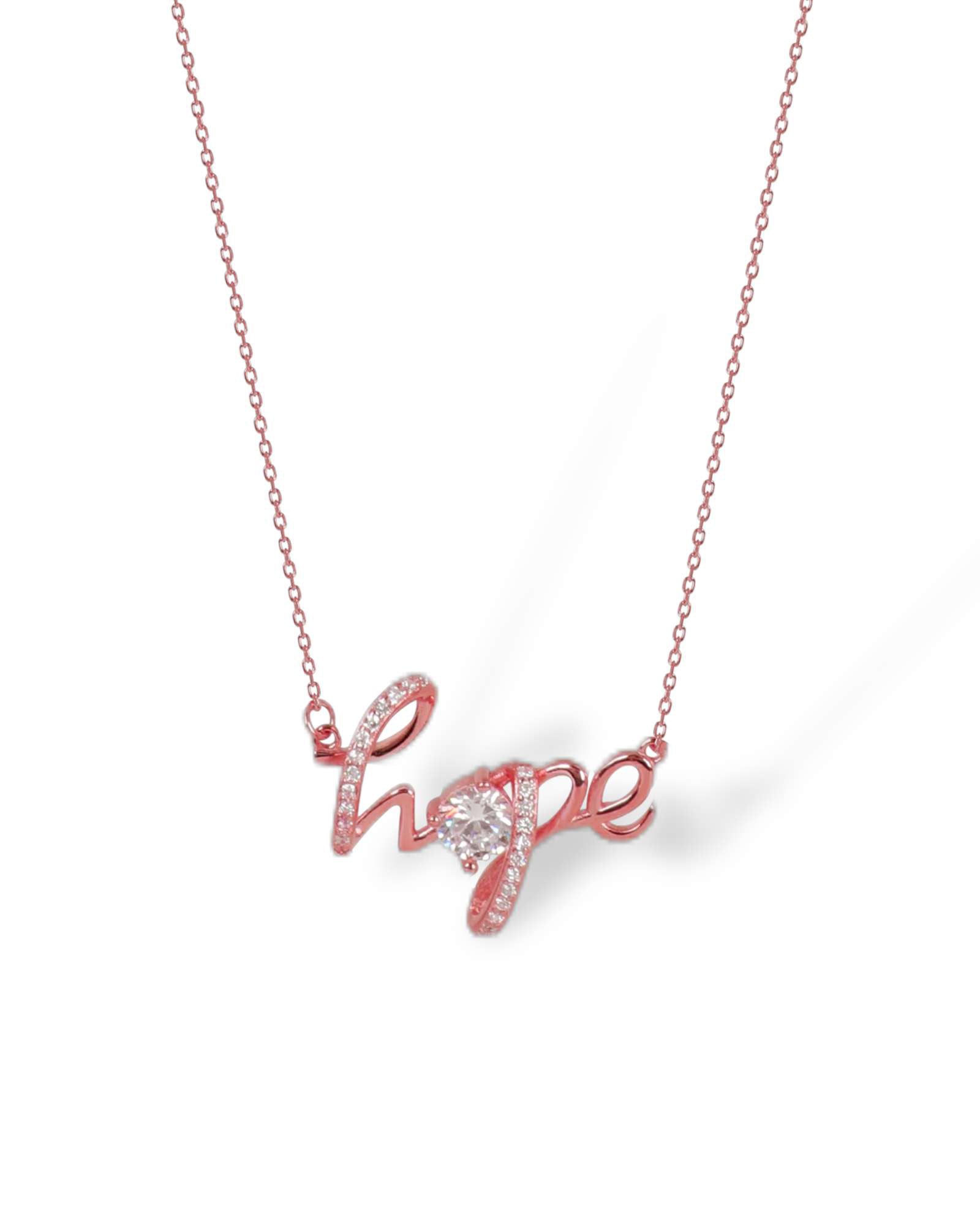 Hope 925 rose gold silver pendant with chain