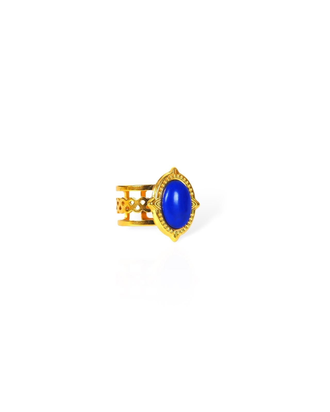 Blue Lapis ring with 18k gold plating