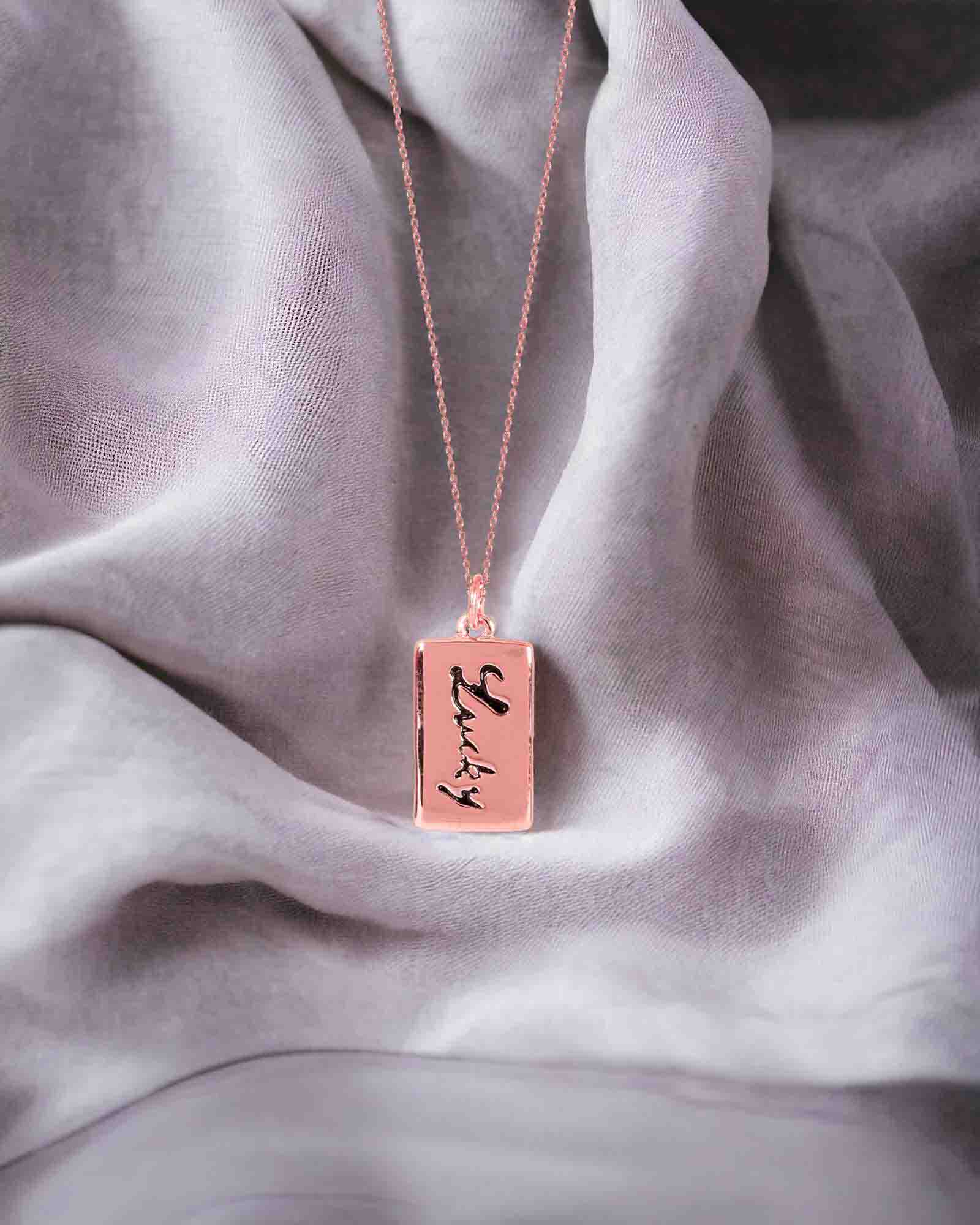 Lucky 925 rose gold silver pendant with chain