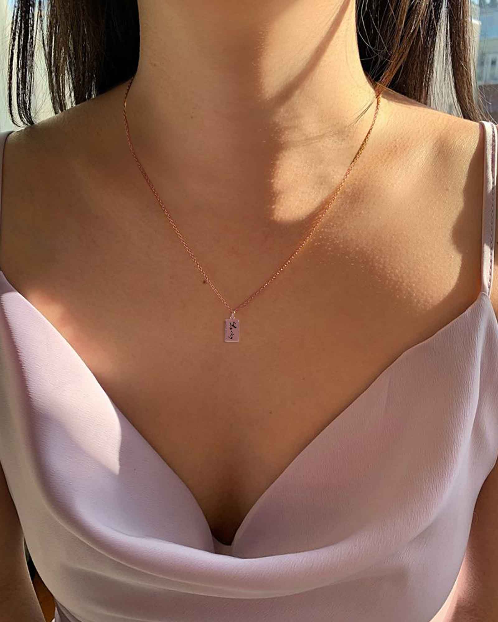 Lucky 925 rose gold silver pendant with chain