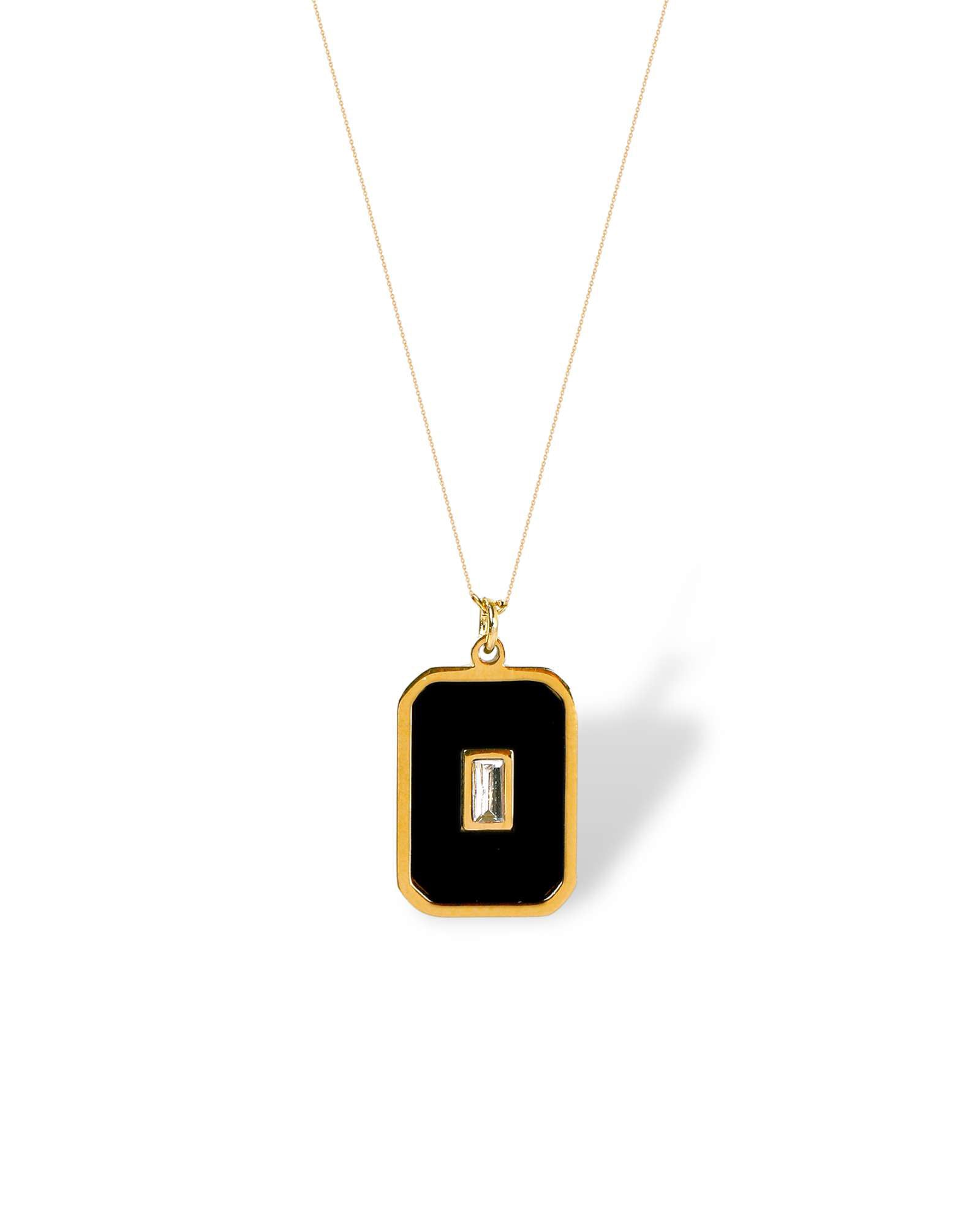 Black & Gold Rectangle pendant necklace, made with waterproof stainless steel