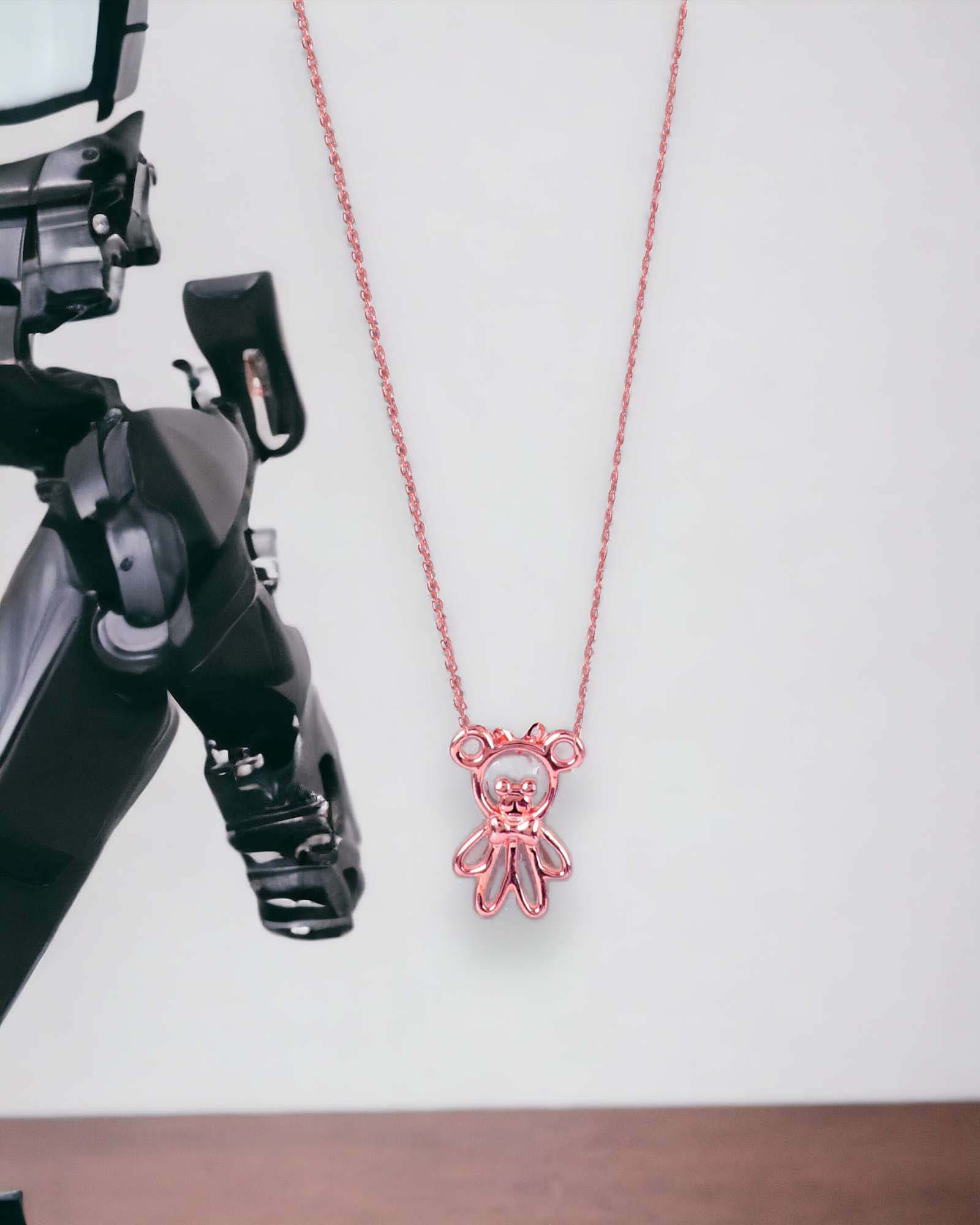 Robo pure rose gold plated silver pendant necklace