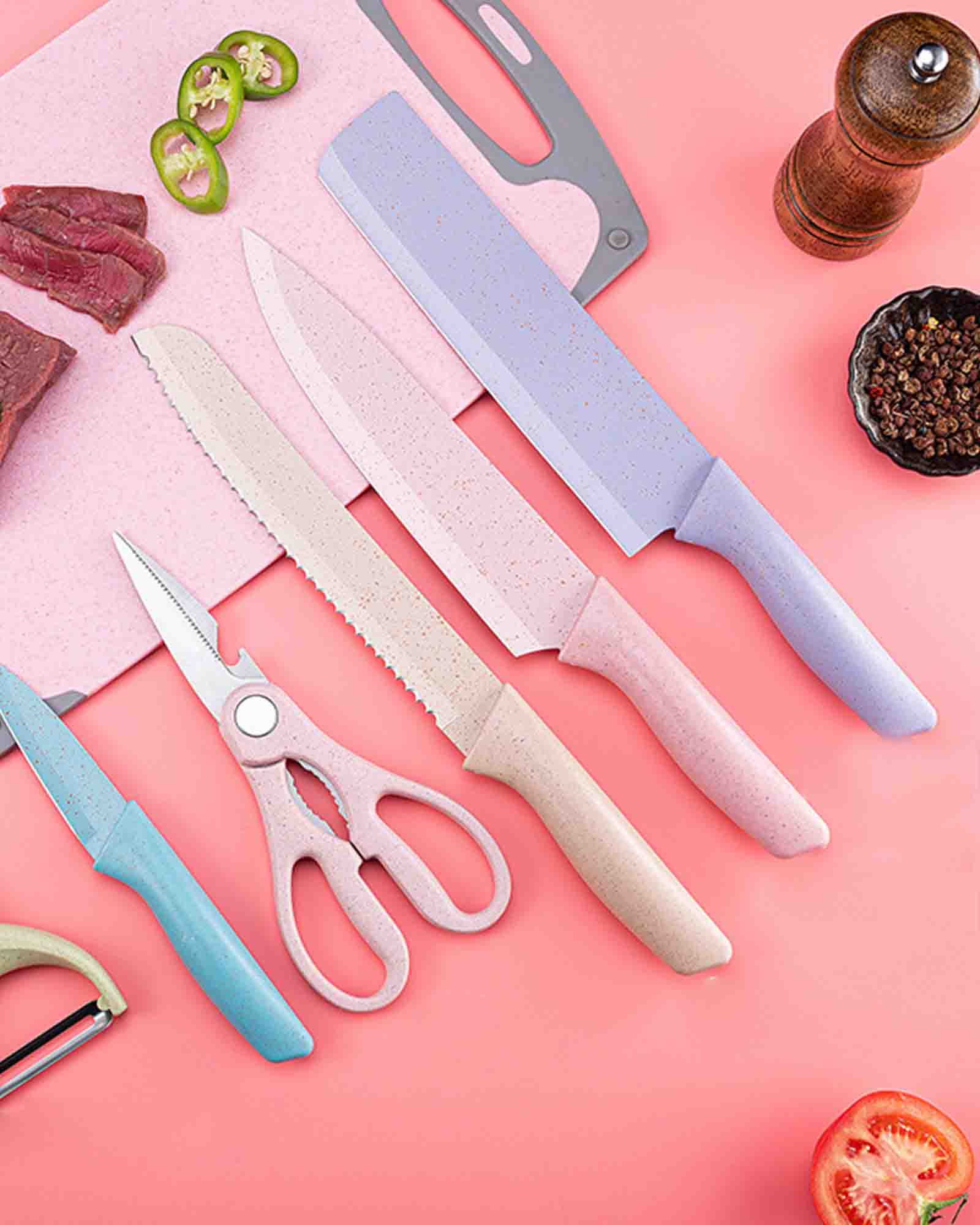 Kitchen Knife set Wheat Straw 6-piece