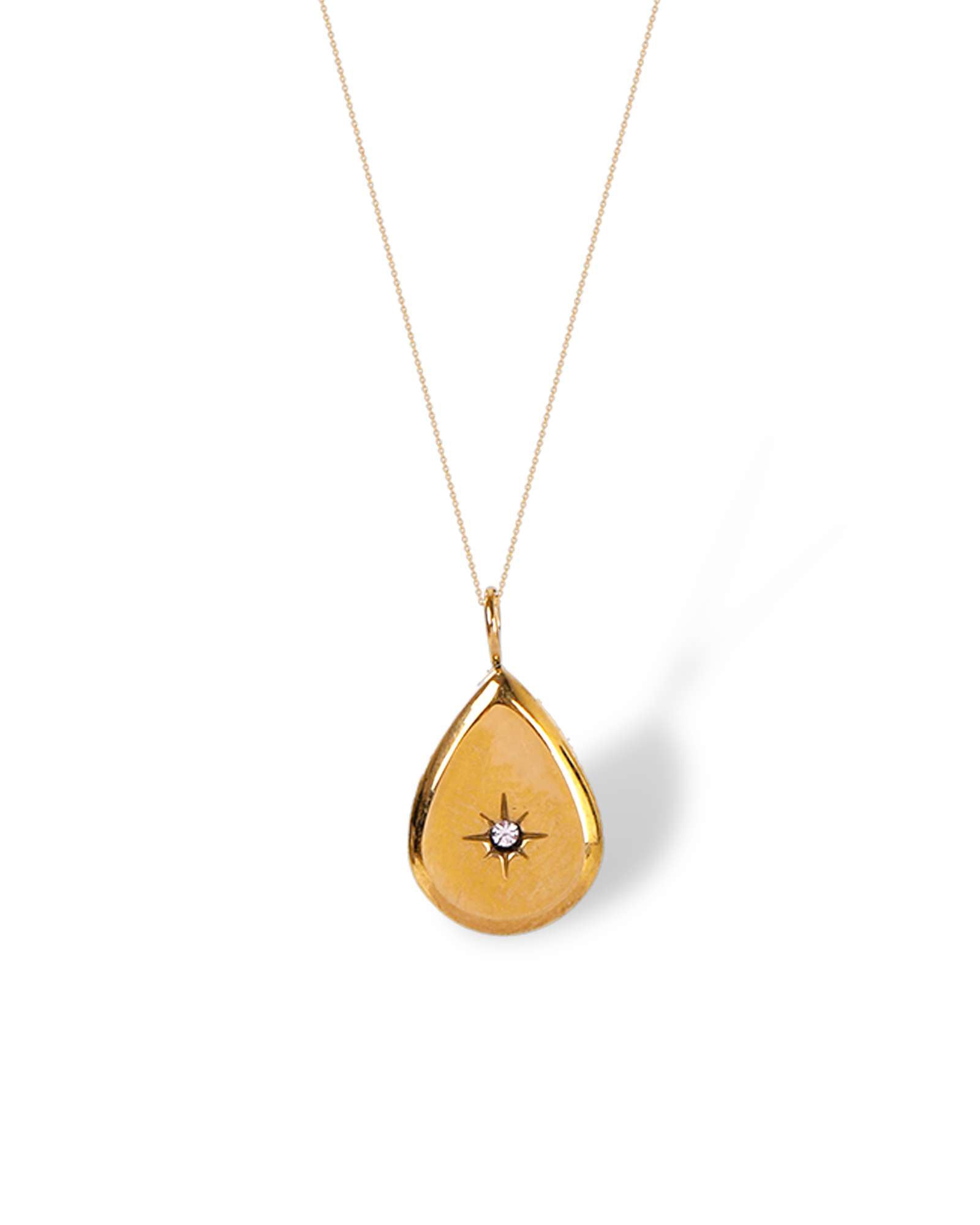 Gold Tear pendant necklace, made with waterproof stainless steel