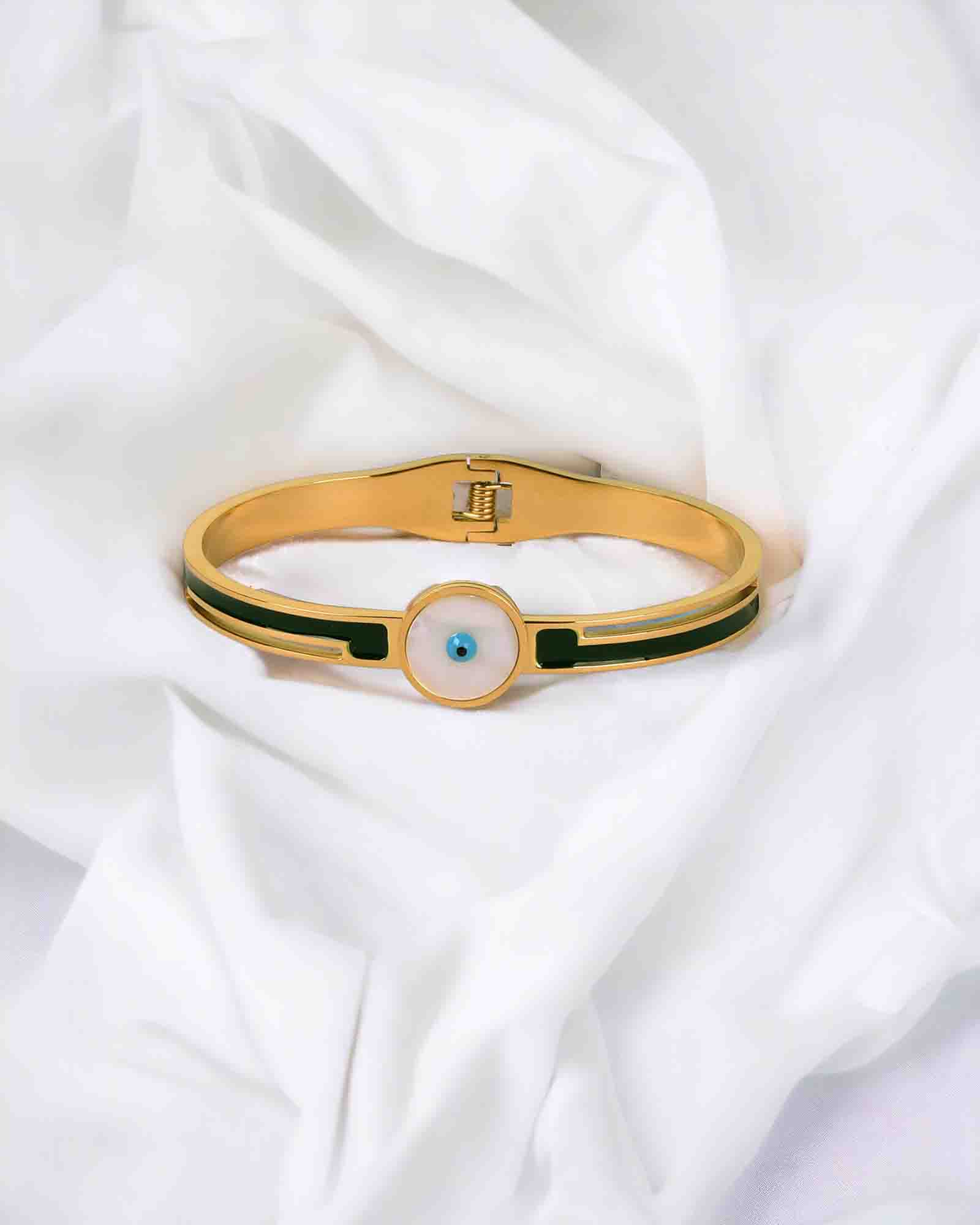 Evil eye gold plated bangle bracelet