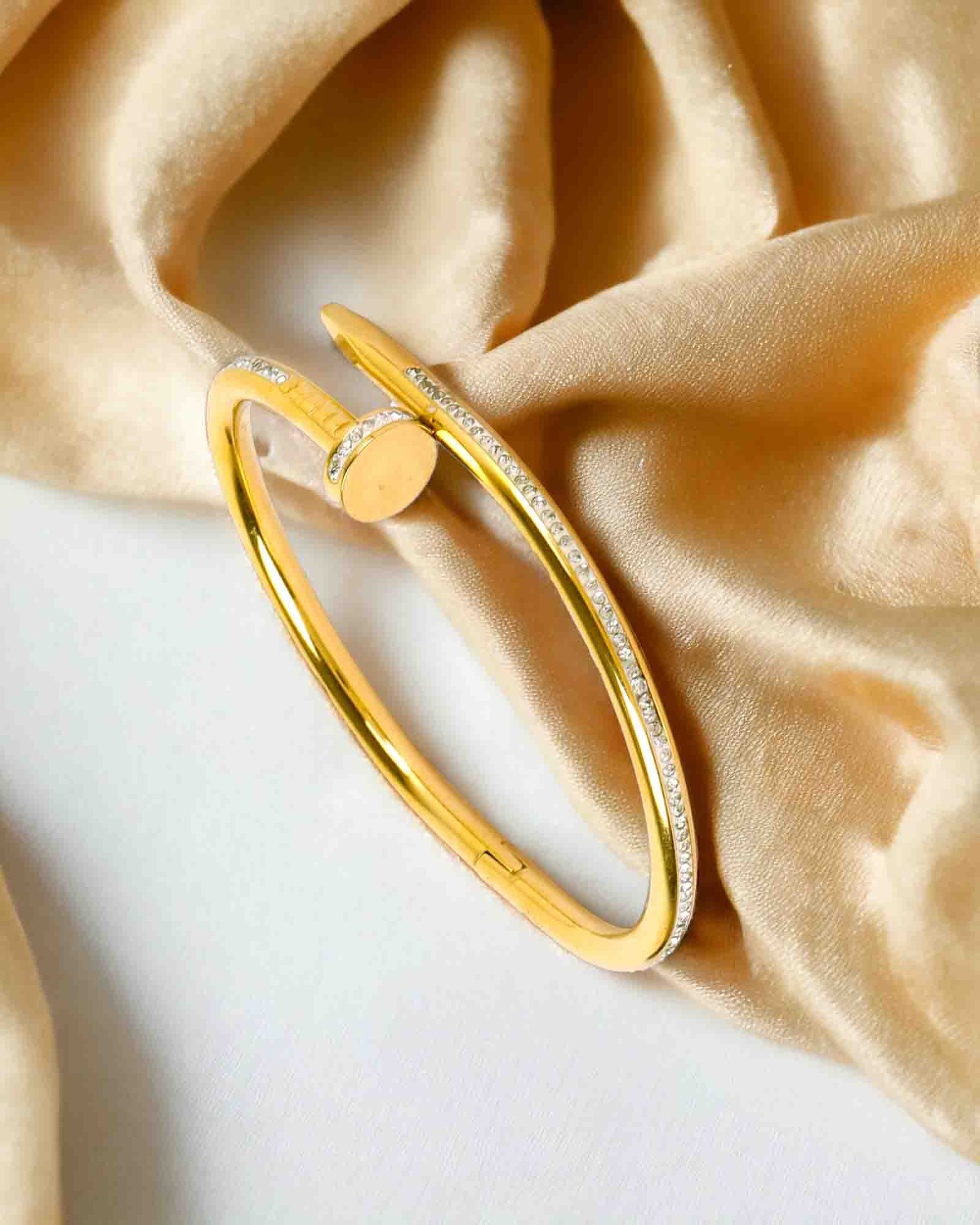 Nail gold plated bangle bracelet