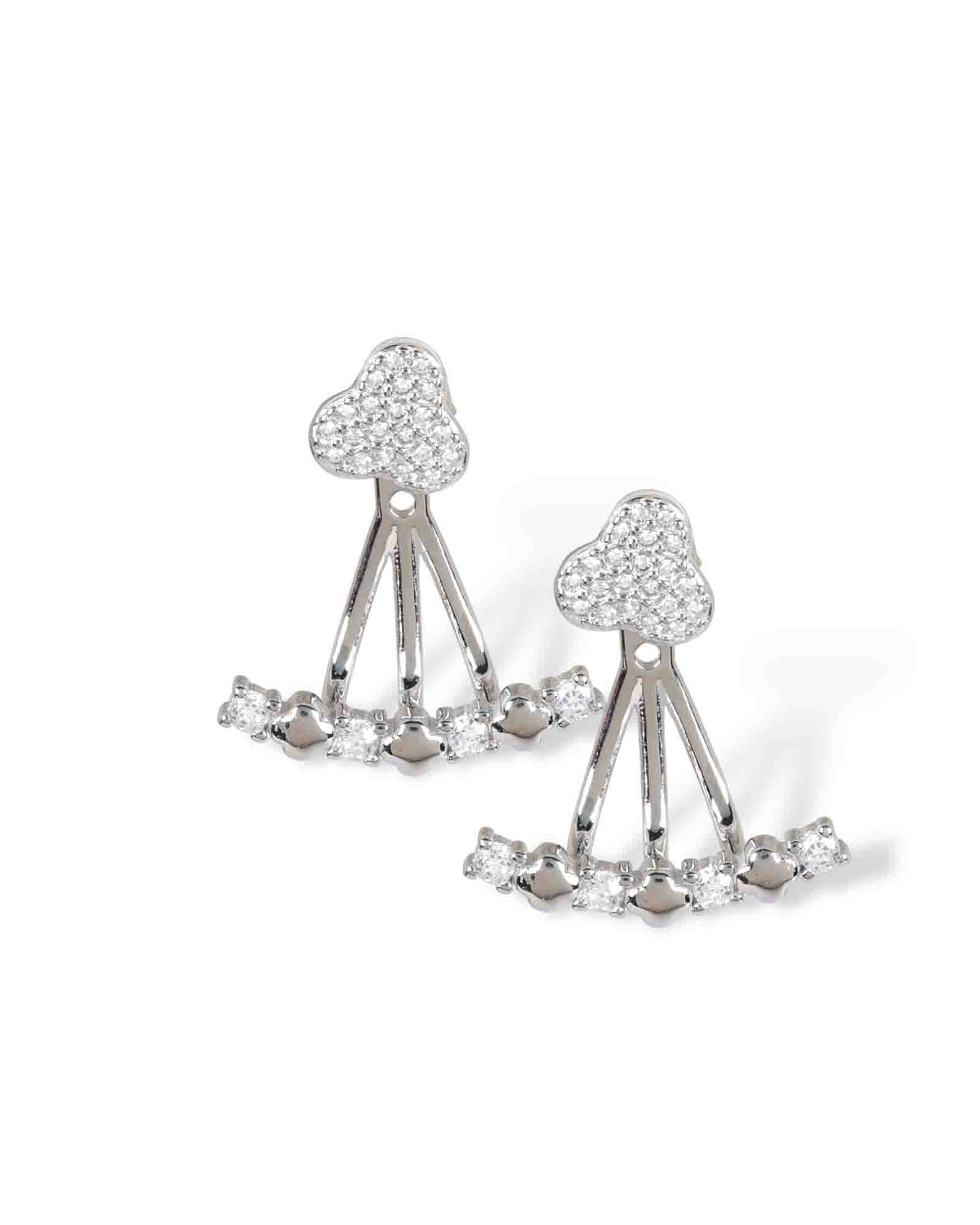 2 in 1 Clove & Leaf sterling silver danglers with rhodium plating