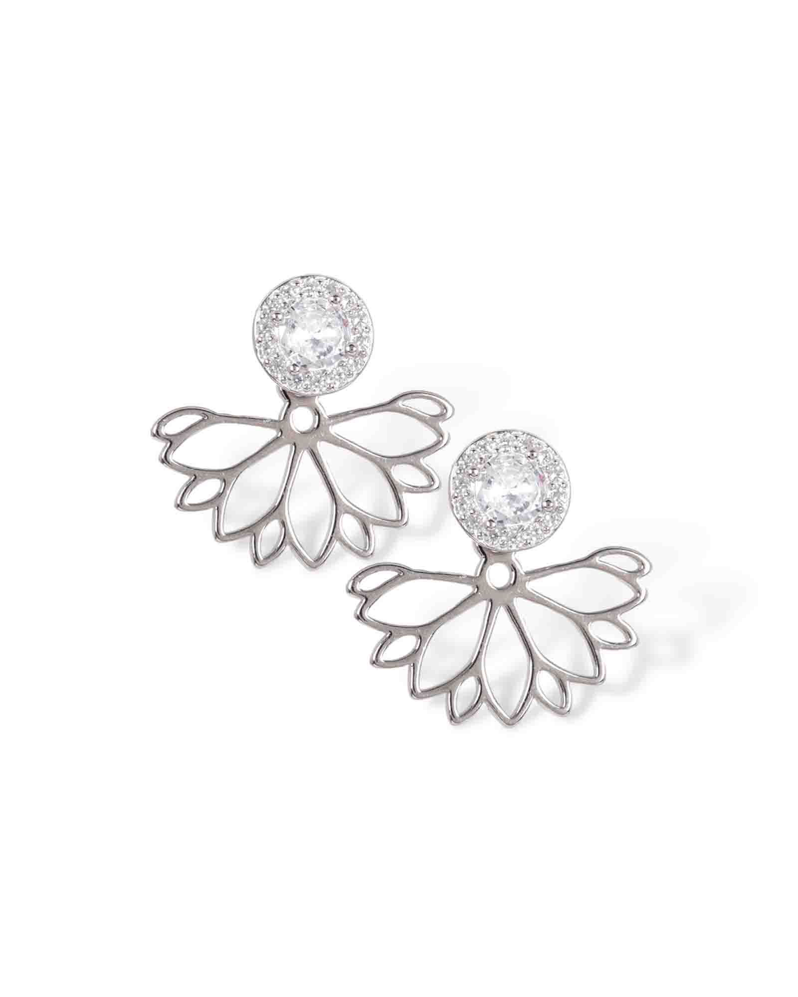 2 in 1 flower sterling silver earring set