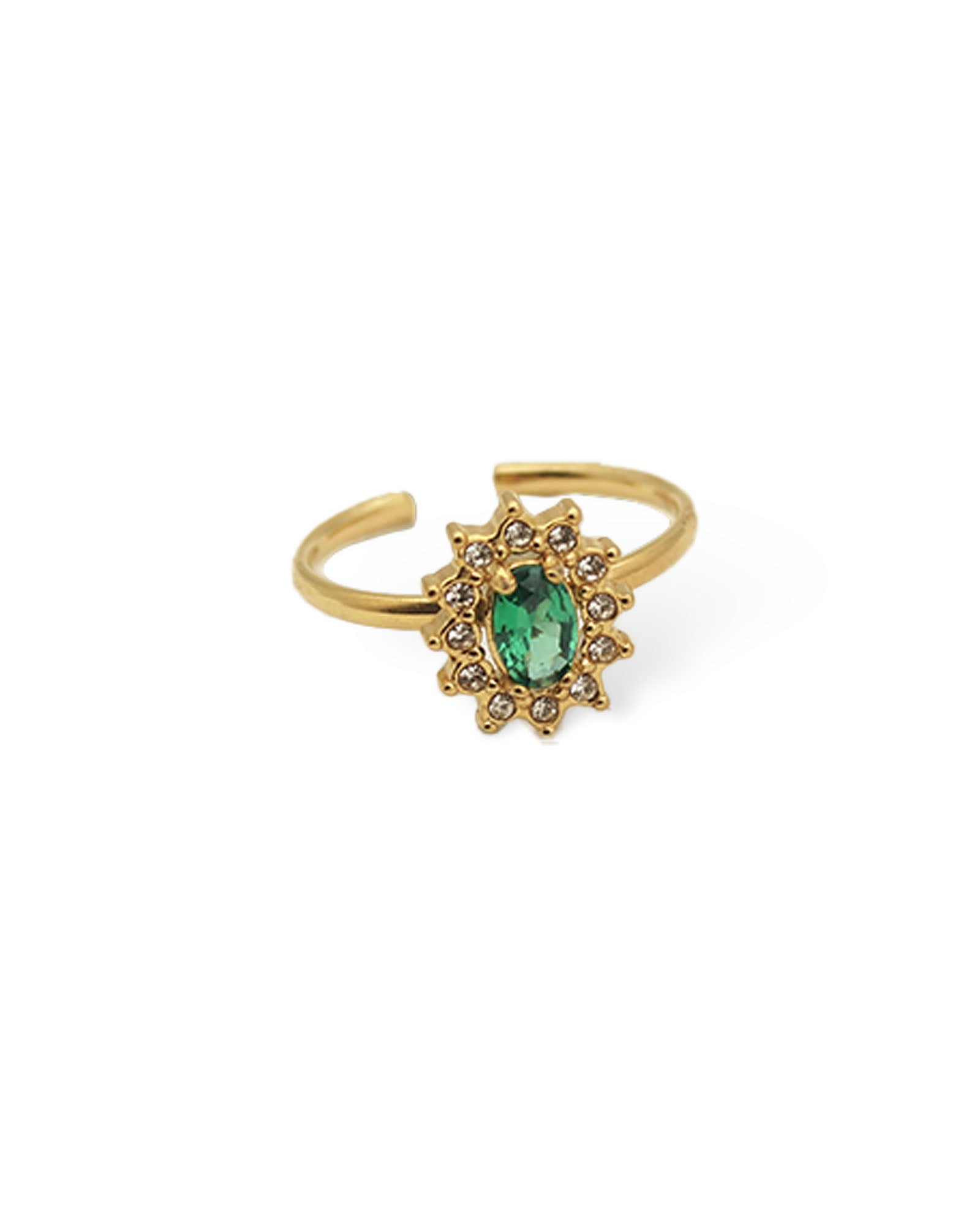 Royal Green & Oval 18K Gold Plated ring