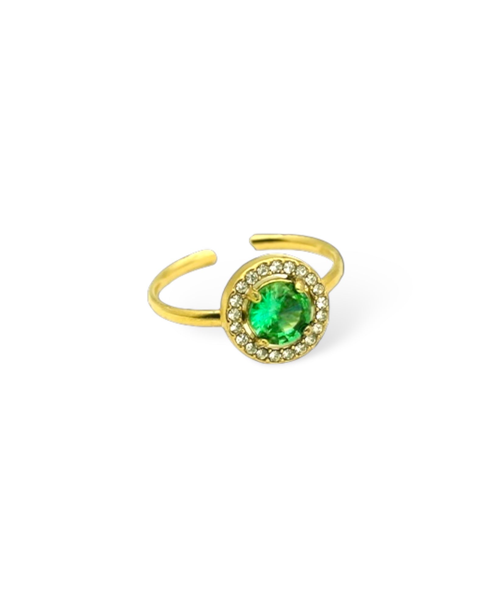 Royal Green & Round 18K Gold Plated ring