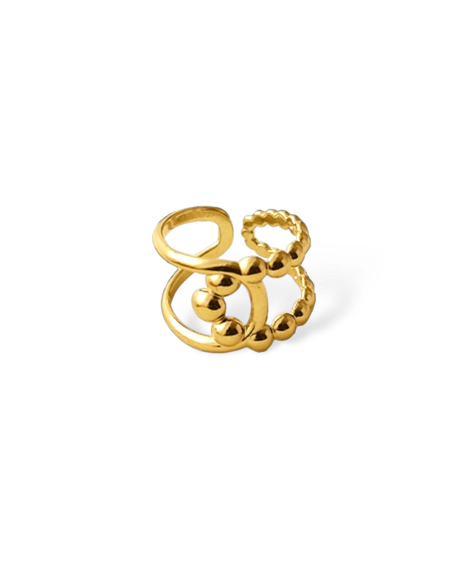 Half and Half lines & dot 18K Gold Plated ring