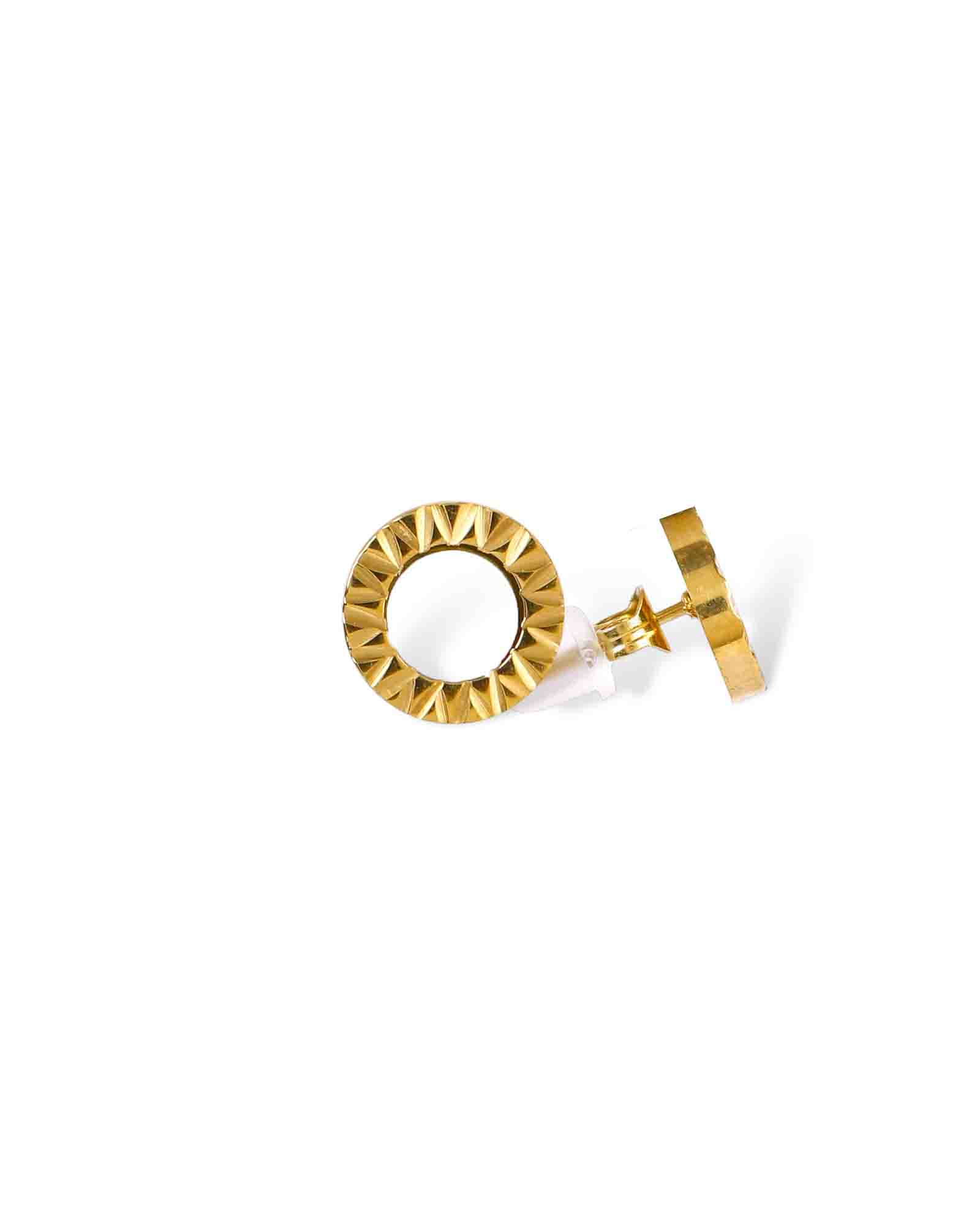 Sun in circle 18K gold plated waterproof stainless steel studs